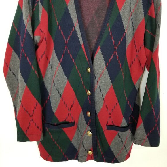 VTG Talbots Women Diamond Button Up Cardigan Sweater Sz M Gold Buttons Classy - Picture 3 of 8